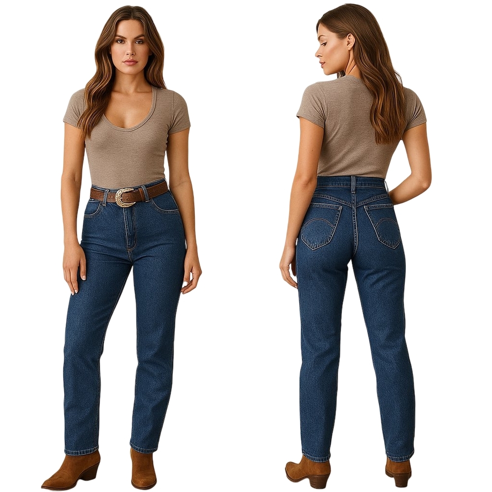 VINTAGE CHIC High Rise Western Jeans Womens Size 14 Straight Leg Retro 90s Y2K